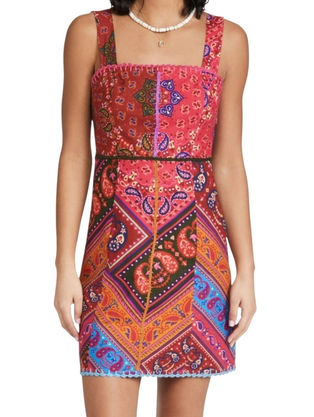 Farm‎ Rio Red Bandana Embroidered Mini Dress Size XS